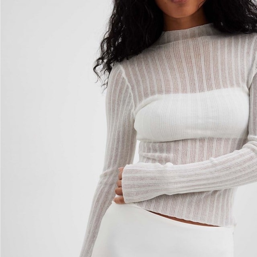 NWT NA-KD Sheer Knit Long Sleeve Mock Neck